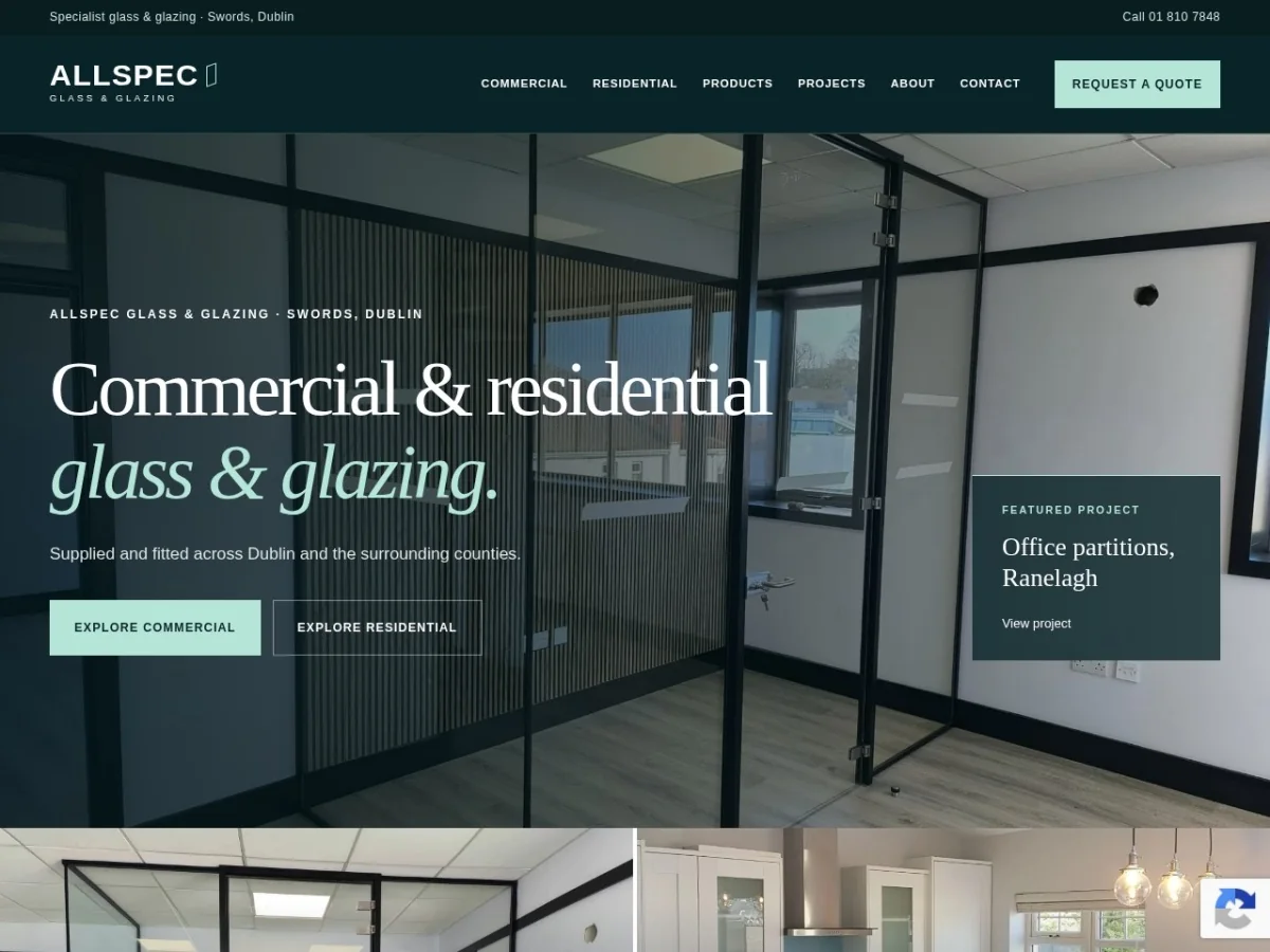 All Spec Glass & Glazing website preview