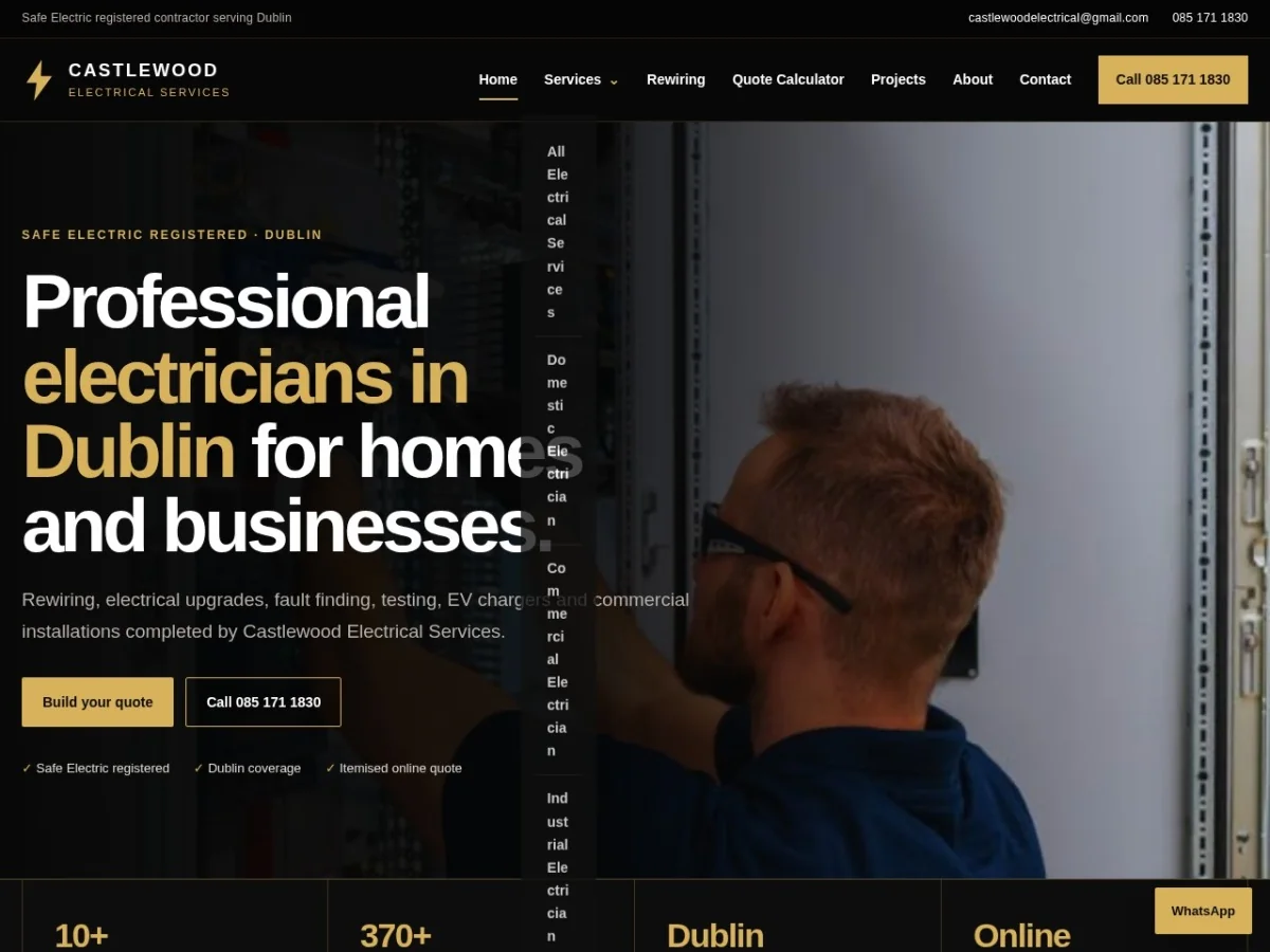 Castlewood Electrical Services website preview