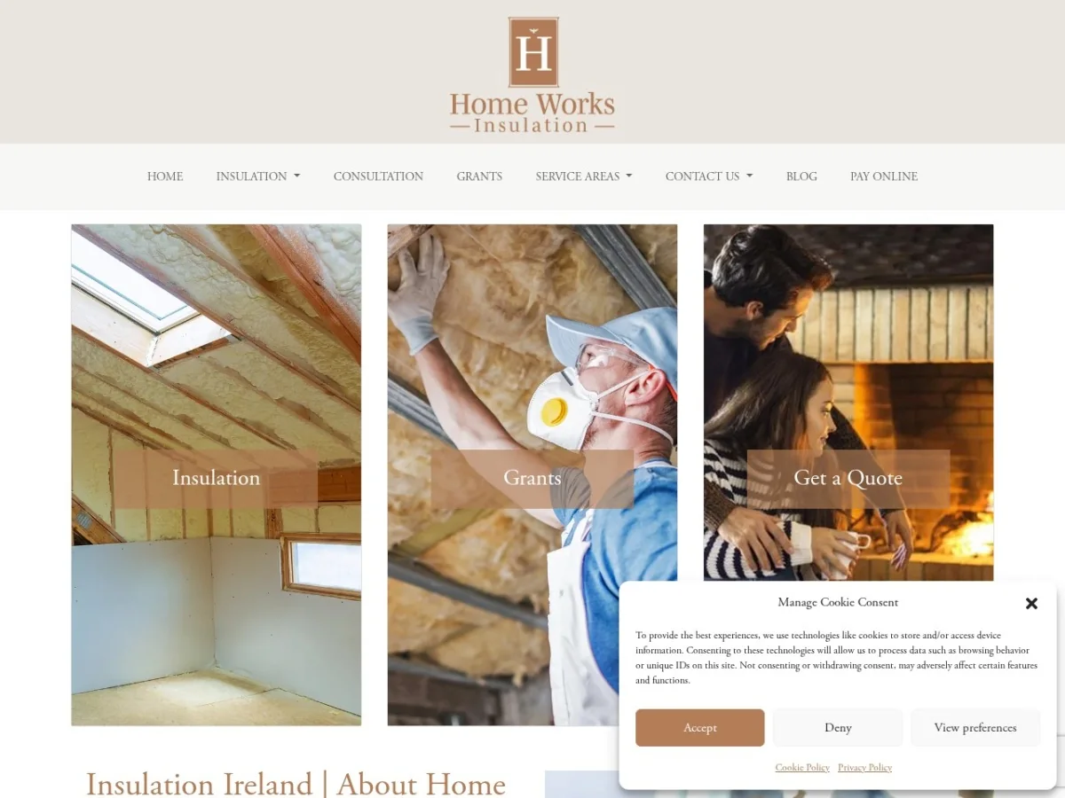 Home Works Insulation website preview