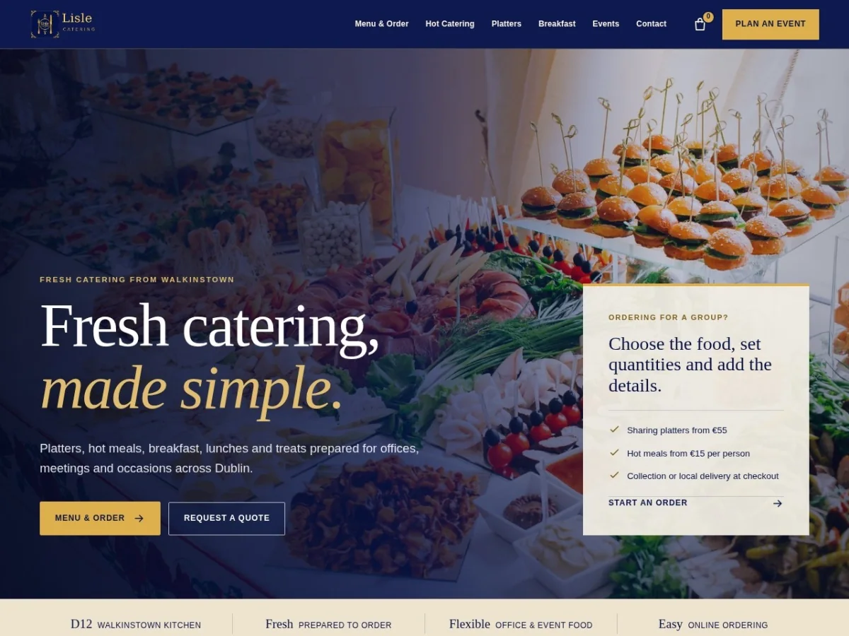 Lisle Catering website preview