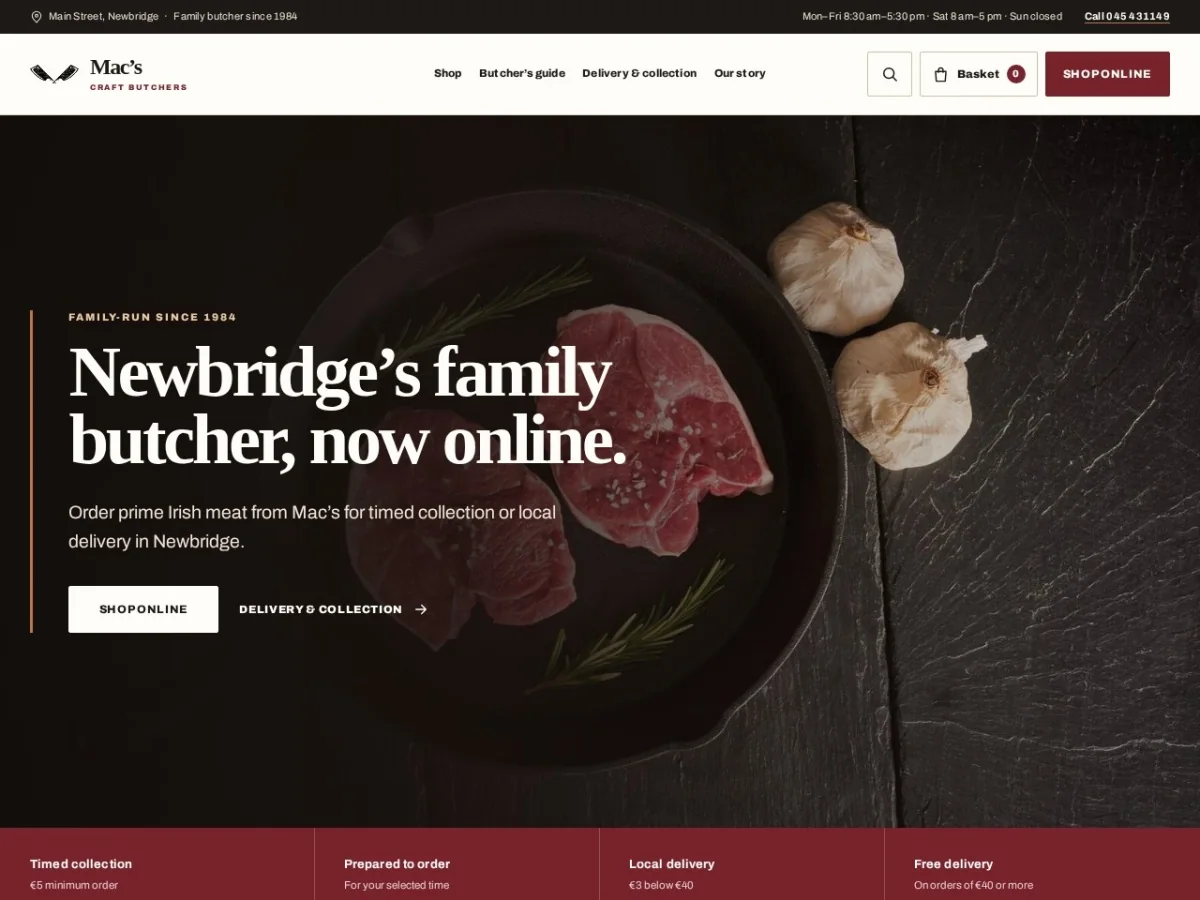 Mac’s Craft Butchers website preview