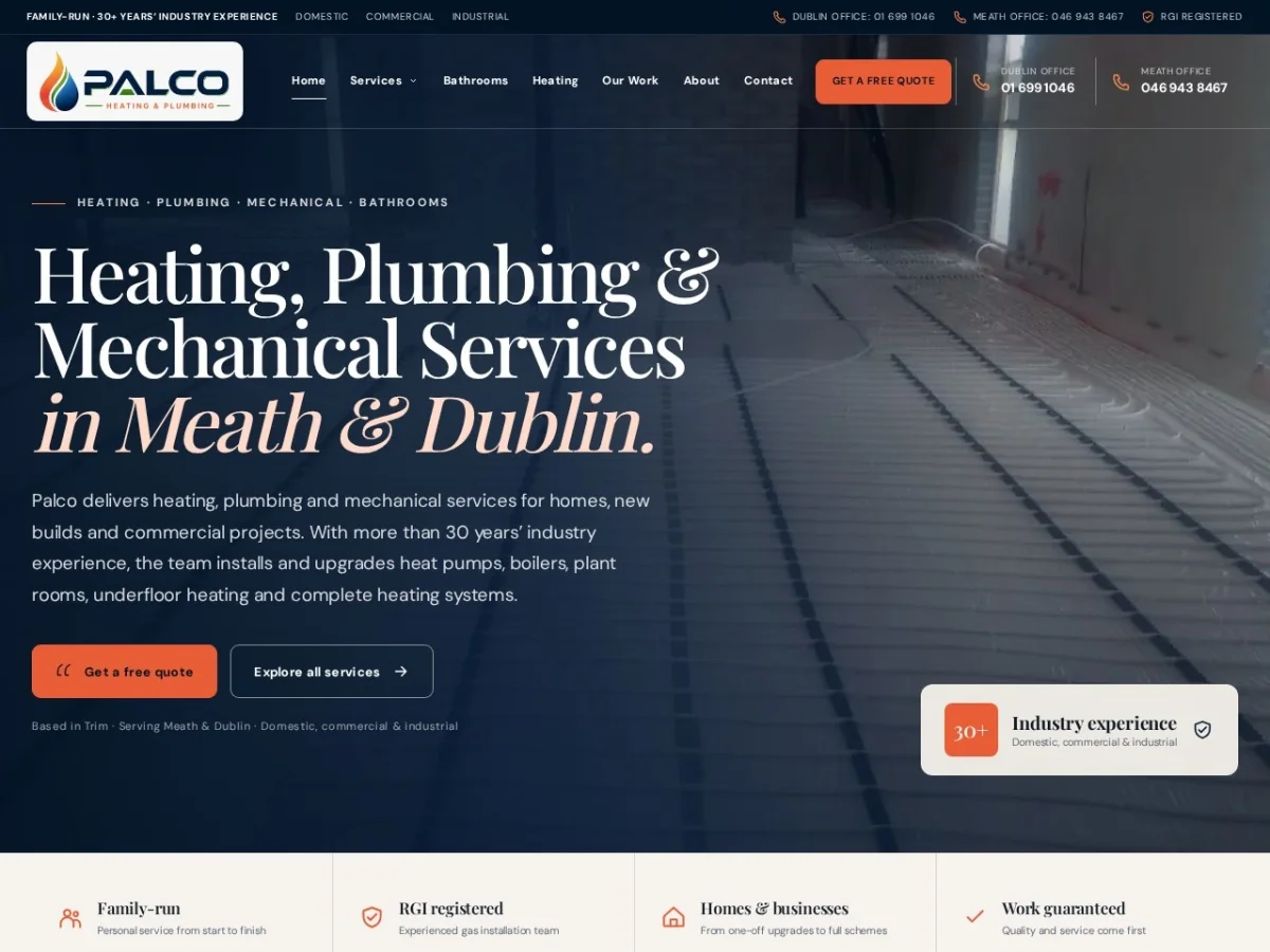 Palco Heating & Plumbing website preview