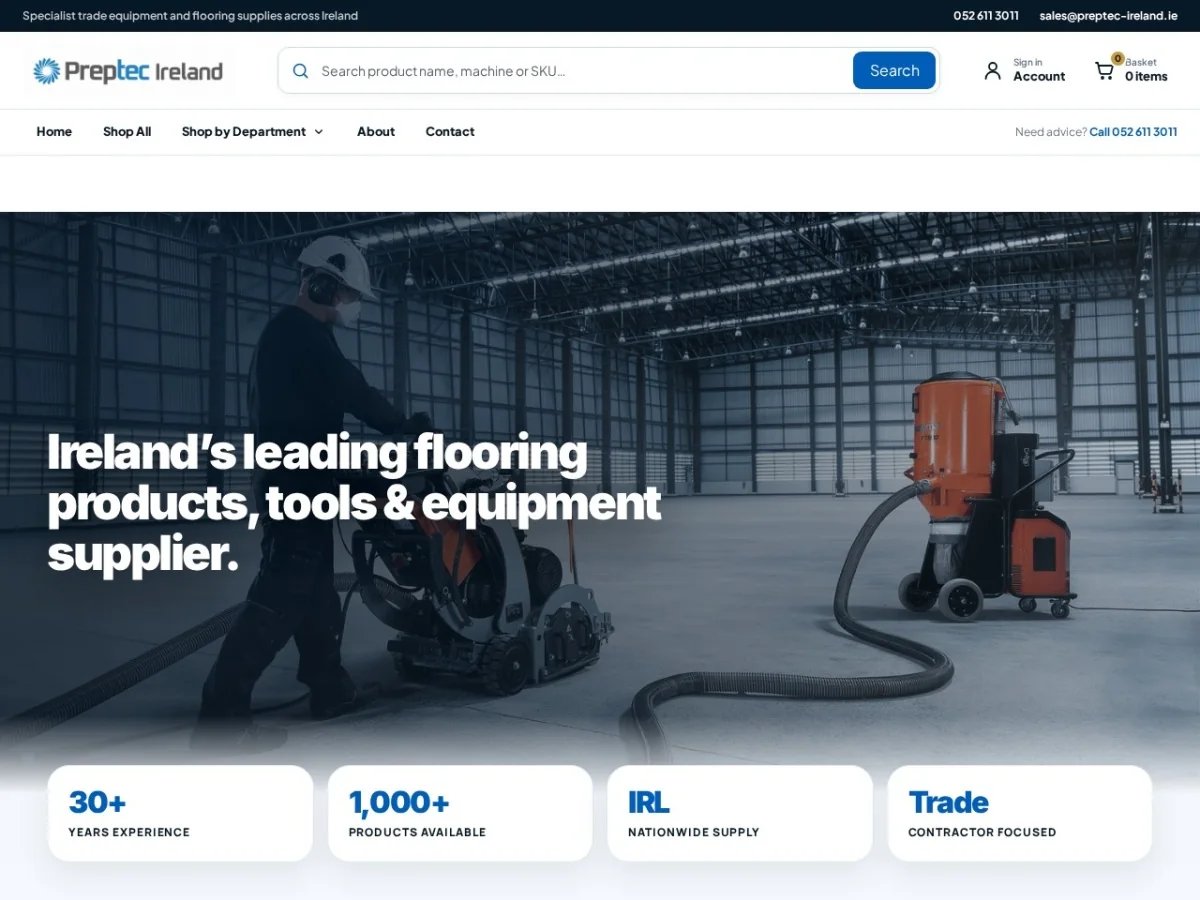 Preptec Ireland website preview