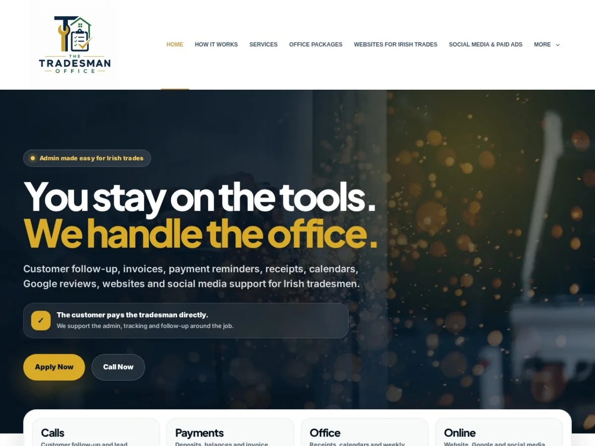 The Tradesman Office website preview