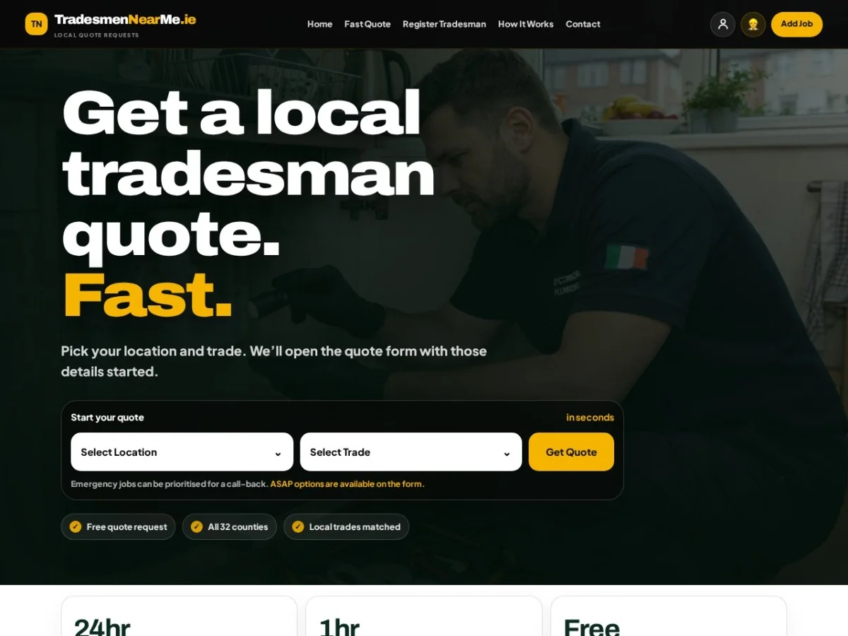 Tradesmen Near Me website preview