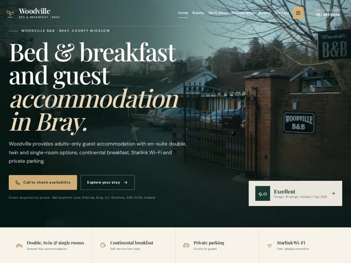 Woodville B&B website preview
