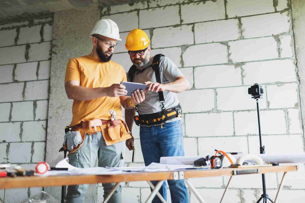 Irish tradesmen working on a construction project